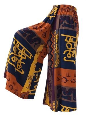 Vintage Wide Leg Graphic High Waist Full Length Trousers - Image 4