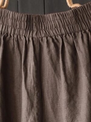 Vintage Wide Leg High Waist Plain Full Length Trousers - Image 9