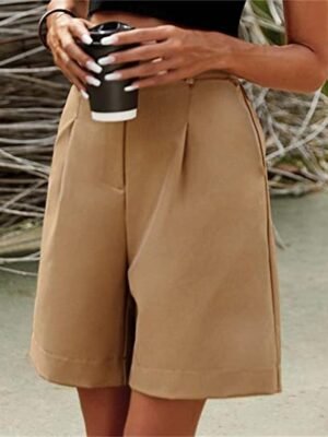 Weekend Regular Fit Plain Knee Length Side Pockets Shorts - Image 9