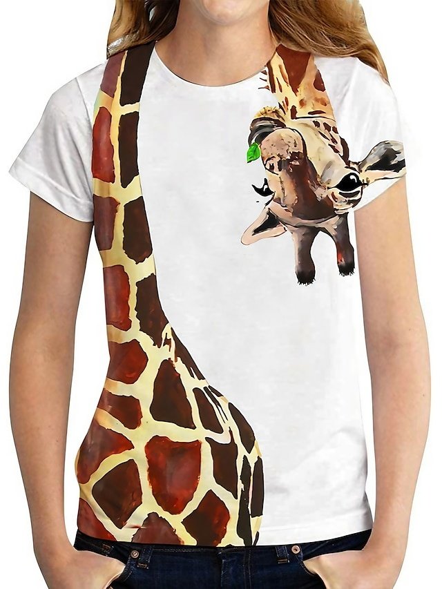 Weekend Regular Graphic Giraffe Print Round Neck Short Sleeve T-Shirt - Image 1
