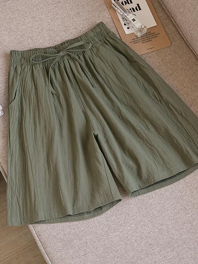 White Plain Casual Side Pockets Short Shorts - Image 2