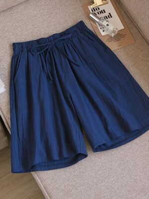 White Plain Casual Side Pockets Short Shorts - Image 6