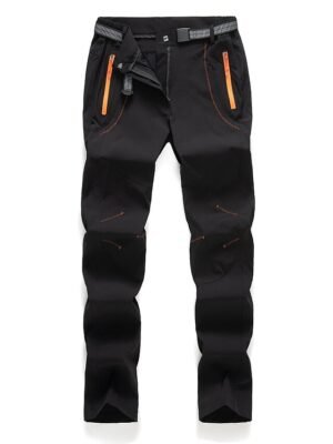 Winter Elastic Waist Solid Medium Waist Fleece Lined Trousers - Image 18