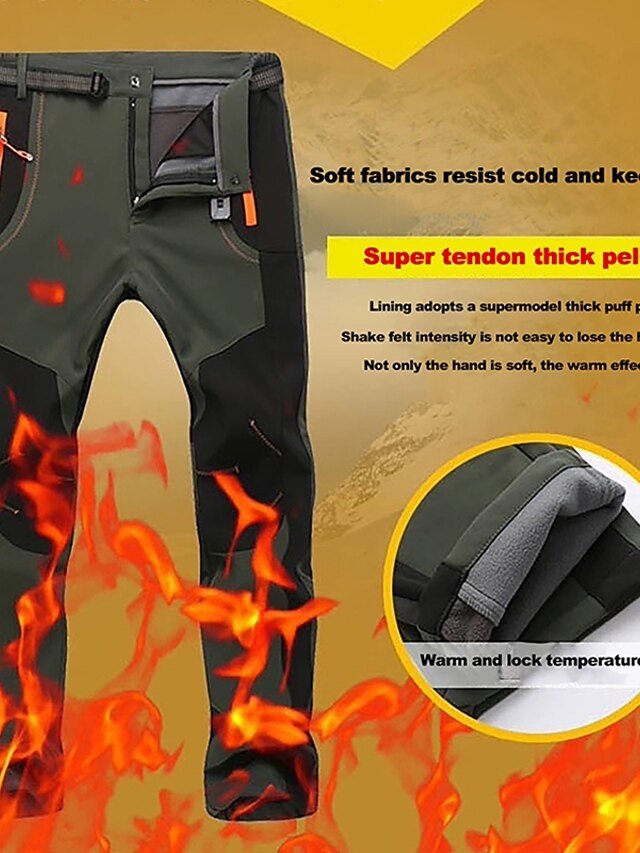 Winter Elastic Waist Solid Medium Waist Fleece Lined Trousers - Image 3