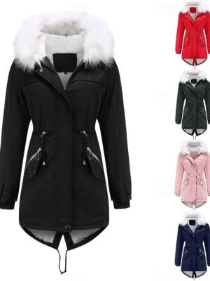 Winter Loose Solid Zipper Hoodie Long Sleeve Coat - Image 1