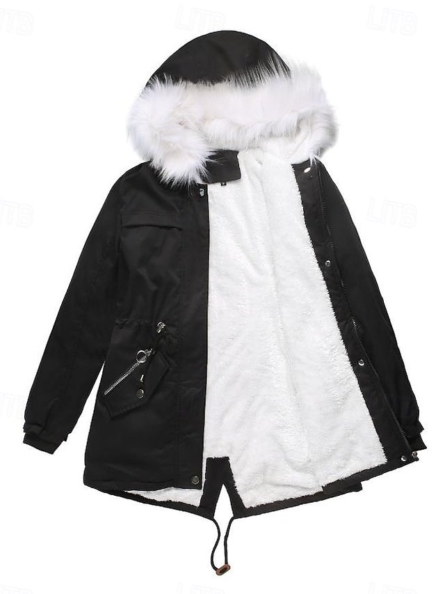 Winter Loose Solid Zipper Hoodie Long Sleeve Coat - Image 2