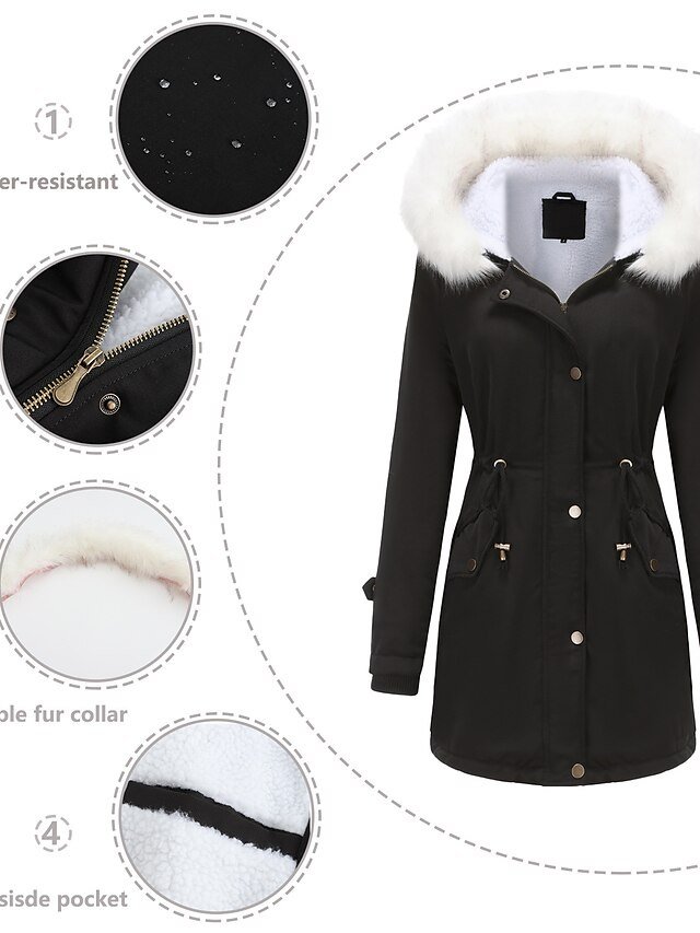Winter Thermal Fleece Full Length Parka Jacket - Image 2