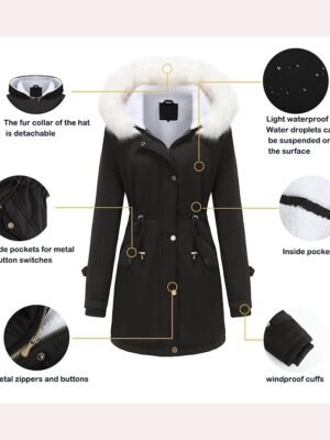 Winter Thermal Fleece Full Length Parka Jacket - Image 3