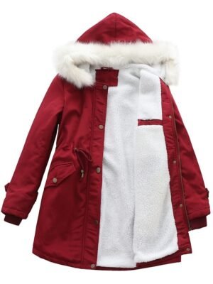 Winter Thermal Fleece Full Length Parka Jacket - Image 5