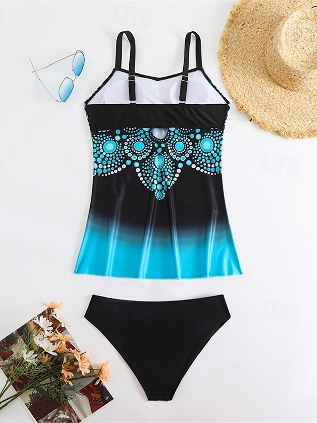 Women's Plus Size Quick Dry V Neck Sleeveless Tankini - Image 13