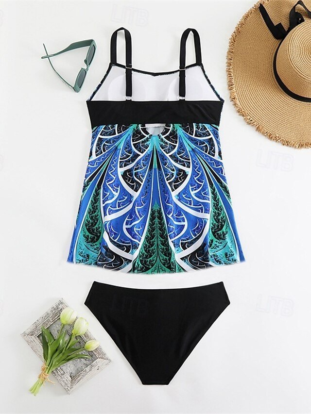 Women's Plus Size Quick Dry V Neck Sleeveless Tankini - Image 7