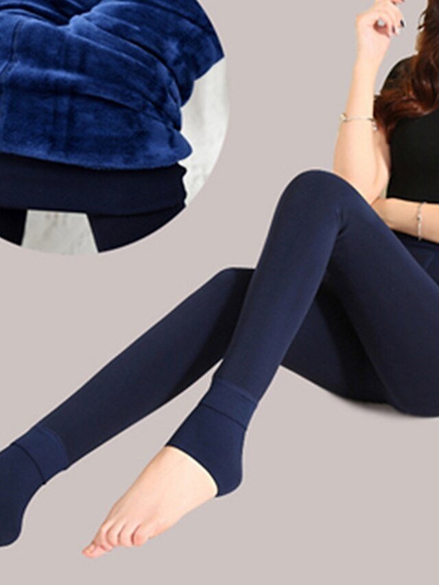 Women's Skinny Plain Mid Waist Full Length Tights - Image 11