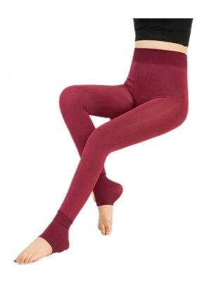 Women's Skinny Plain Mid Waist Full Length Tights - Image 12