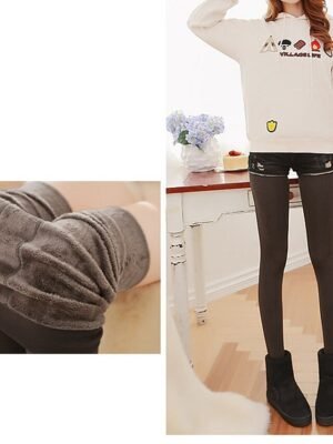 Women's Skinny Plain Mid Waist Full Length Tights - Image 13