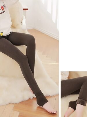 Women's Skinny Plain Mid Waist Full Length Tights - Image 15