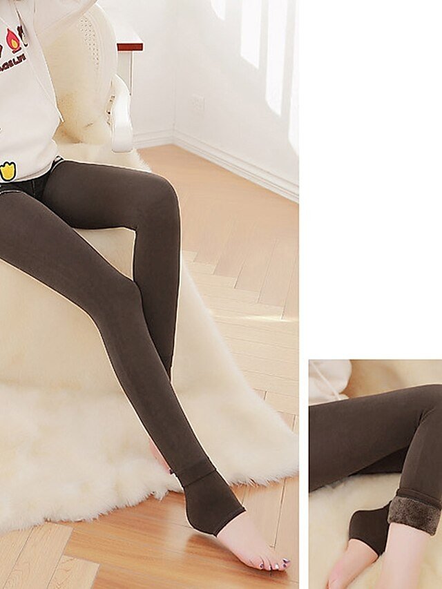 Women's Skinny Plain Mid Waist Full Length Tights - Image 15