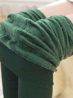 Women's Skinny Plain Mid Waist Full Length Tights - Image 2