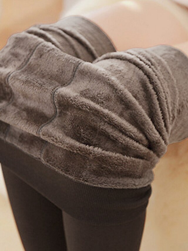 Women's Skinny Plain Mid Waist Full Length Tights - Image 3