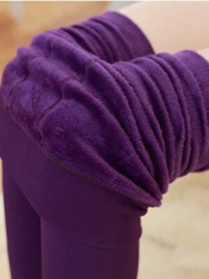 Women's Skinny Plain Mid Waist Full Length Tights - Image 6