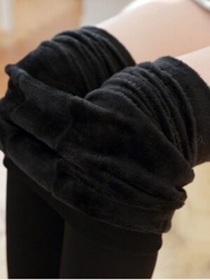 Women's Skinny Plain Mid Waist Full Length Tights - Image 7