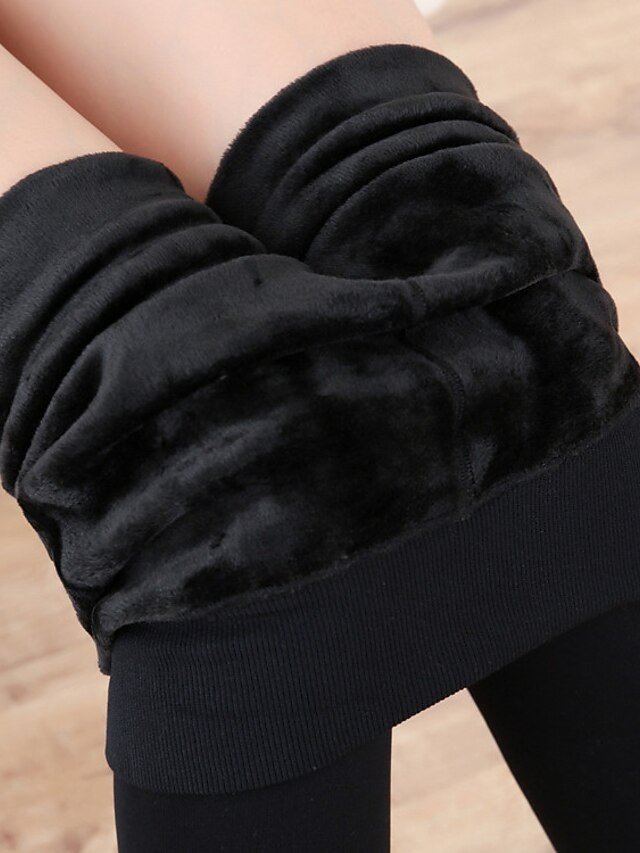 Women's Skinny Plain Mid Waist Full Length Tights - Image 8