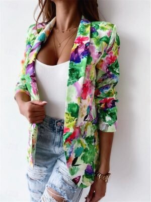 Work Regular Fit Floral Long Sleeve Blazer - Image 2