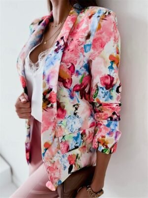 Work Regular Fit Floral Long Sleeve Blazer - Image 6