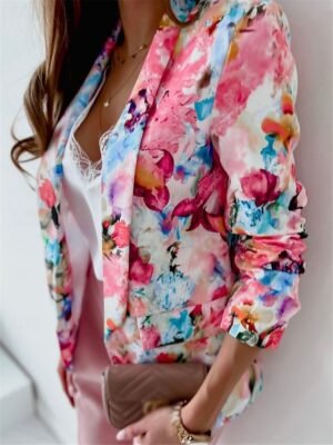 Work Regular Fit Floral Long Sleeve Blazer - Image 7