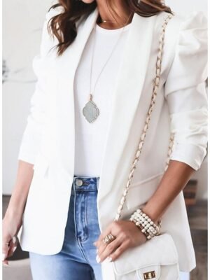 Work Regular Fit Solid Colour Long Sleeve Blazer - Image 5