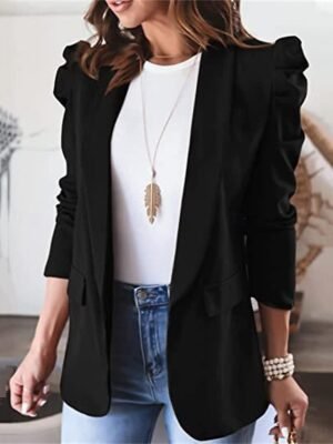 Work Regular Fit Solid Colour Long Sleeve Blazer - Image 6