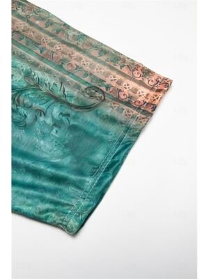 Bohemian Casual Floral Paisley V Neck Short Sleeve Asymmetrical Tunic - Image 8