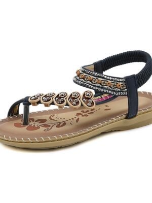 Bohemian Handmade Floral Embellished Flat Sandals - Image 10