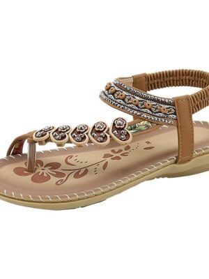 Bohemian Handmade Floral Embellished Flat Sandals - Image 7
