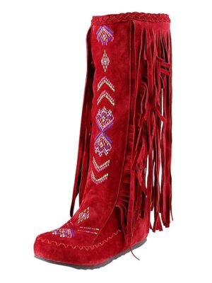Bohemian Western Fringe Knee-High Tribal Embroidered Boots - Image 10