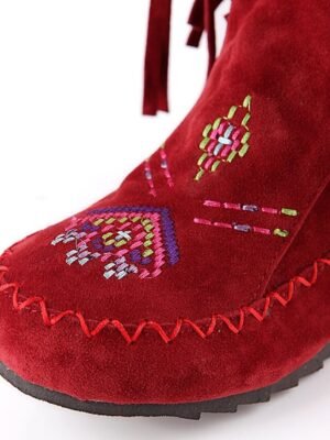 Bohemian Western Fringe Knee-High Tribal Embroidered Boots - Image 7