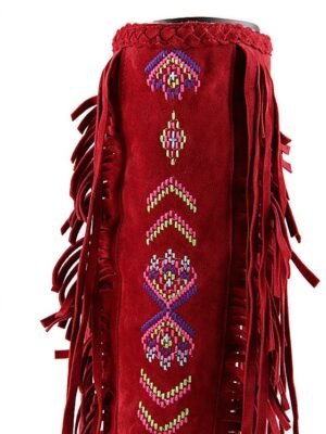 Bohemian Western Fringe Knee-High Tribal Embroidered Boots - Image 8