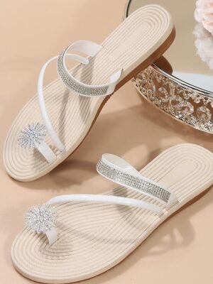 Boho Beach Rhinestone Flat Heel Strappy Sandals - Image 15