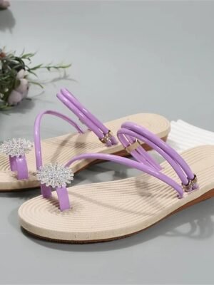Boho Beach Rhinestone Flat Heel Strappy Sandals - Image 8