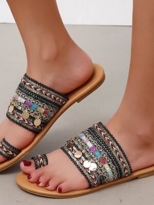 Boho Beaded Colourful Strap Toe Ring Open-Toe Sandals - Image 7