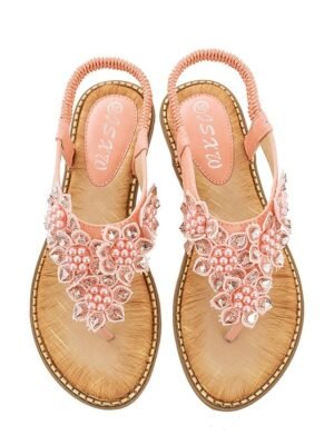 Boho Casual Floral Elastic Strap Summer Sandals - Image 11