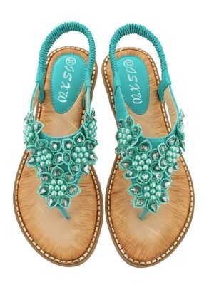 Boho Casual Floral Elastic Strap Summer Sandals - Image 4