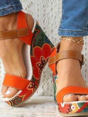 Boho Floral Open-Toe Platform Wedge Sandals - Image 17