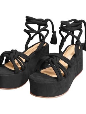 Boho Platform Rope Lace-Up Wedge Sandals - Image 4