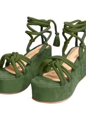 Boho Platform Rope Lace-Up Wedge Sandals - Image 6