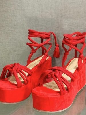 Boho Platform Rope Lace-Up Wedge Sandals - Image 7