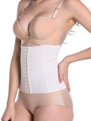 Breathable Solid Colour Front Close Waist Trainer - Image 14