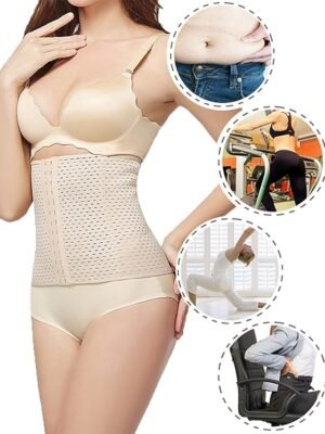 Breathable Solid Colour Front Close Waist Trainer - Image 16