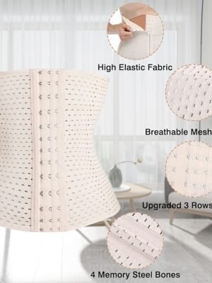 Breathable Solid Colour Front Close Waist Trainer - Image 19