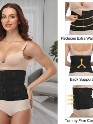 Breathable Solid Colour Front Close Waist Trainer - Image 6