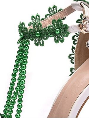 Bridal High Heel Lace Pointed Toe Ankle Strap Shoes - Image 21